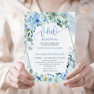 Chic Boho IJsblauwe bloemen eucalyptus gelofte ver Kaart