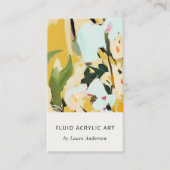 Chic Boho Kleurrijke Oker Geel Geschilderde Bloeme Visitekaartje (Voorkant)