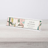 Chic Boho Kleurrijke Roze Blauwgroen Groen Geschil Bureau Naambordje (Voorkant)