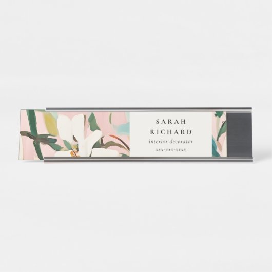 Chic Boho Kleurrijke Roze Blauwgroen Groen Geschil Bureau Naambordje (Voorkant)