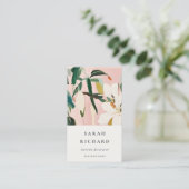 Chic Boho Kleurrijke Roze Blauwgroen Groen Geschil Visitekaartje (Staand voorkant)