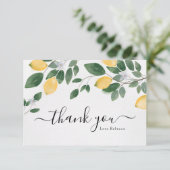 Chic Boho Lemon & Greenery Waterverf Bedankkaart (Staand voorkant)