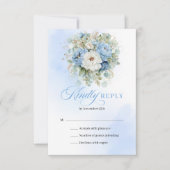Chic Boho Light Blue Peonies Eucalyptus RSVP (Devant)
