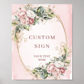 Chic Boho Light Pink Floral Custom Sign Poster (Voorkant)