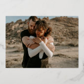 Chic boho lijst simpel fotoscript bruiloft folie uitnodiging (Achterkant)