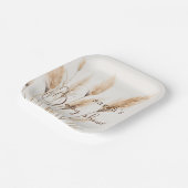 Chic boho Pampas grass Baby shower Papieren Bordje (Gebogen)