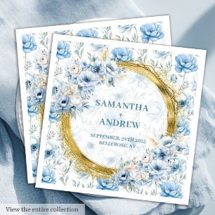 Chic Boho Pastel Blauw Goud Glitter Trouwservetten Servet