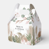 Chic Boho Pink Orchids & Dried Leaves Wedding Bedankdoosjes (Achterkant)