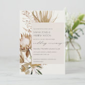 Chic Boho Protea Dry Palm Floral Wedding Invite Bedankkaart (Staand voorkant)