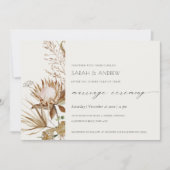 Chic Boho Protea Sec Palm Floral Invitation de mar (Devant)