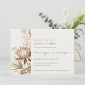Chic Boho Protea Sec Palm Floral Invitation de mar (Debout devant)