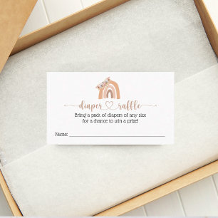 Chic Boho Rainbow Diaper Raffle Baby shower Kaart Visitekaartje