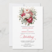 Chic Boho Red Blush Greenery Wedding Invitation (Devant)