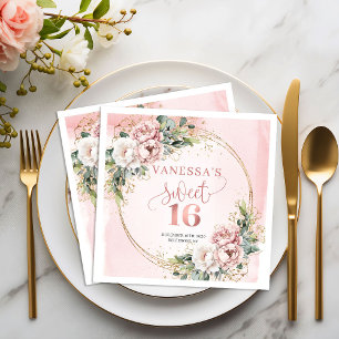 Chic Boho Roze Goud Groene Sweet Sixteen Servetten