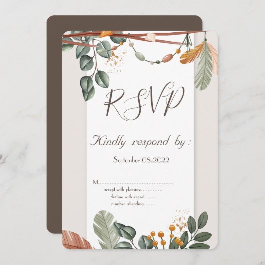 Chic Boho RSVP Uitnodiging (Voorkant / Achterkant)