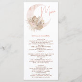 Chic boho rustic pampas florale moon bruiloft menu (Voorkant)