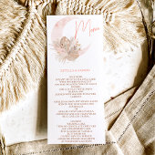 Chic boho rustic pampas florale moon bruiloft menu