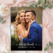 Chic Boho Script 2 Foto Trouwdag Dankkaart Bedankkaart