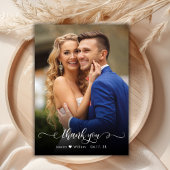 Chic Boho Script 2 Mariage photo Carte de remercie