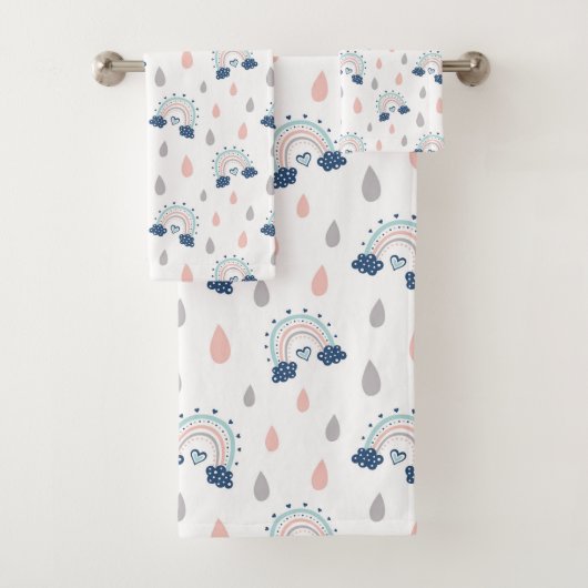 Chic Boho Towels Navy Pink Rainbow Gift Idea (En situation)