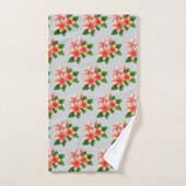 Chic Boho Tropical Pink Flowers sur Grey (Serviette à main)