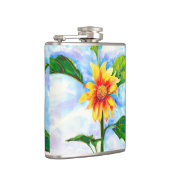 Chic boho waterverf zonnebloem schilderij heupfles (Rechts)