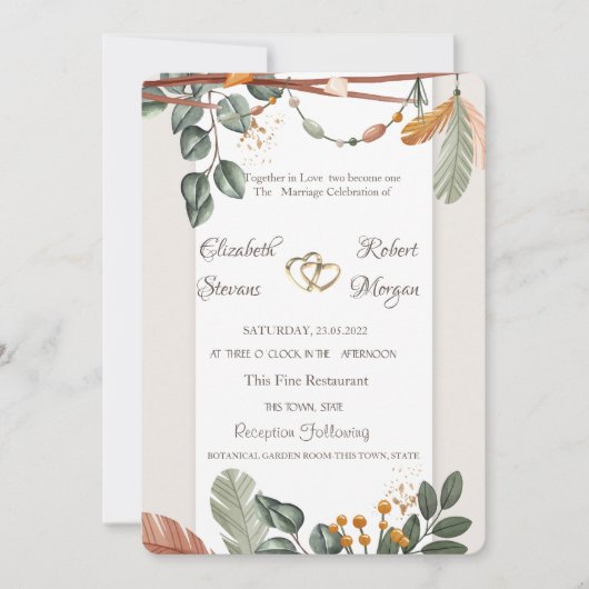 Chic Boho Wedding Kaart (Voorkant)