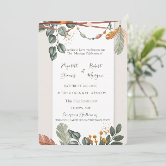 Chic Boho Wedding Kaart (Staand voorkant)