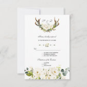 Chic Boho Witte Crème Bloemen Geweien Bruiloft RSVP Kaartje (Voorkant)