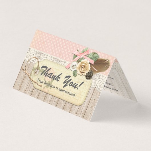 Chic Bois rustique Shabby, Merci Vintage en dentel (Front)