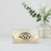 Chic Bokeh Gold, Lotus Yoga Instructor Visitekaartje (Staand voorkant)