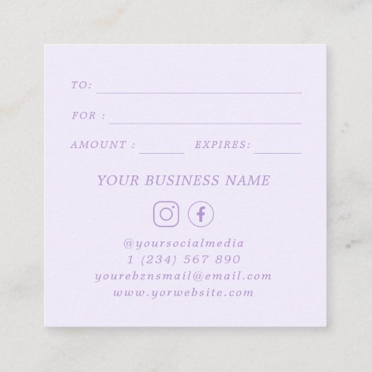 Chic Bold Lilac Lavender Business Certificat cadea (Dos)