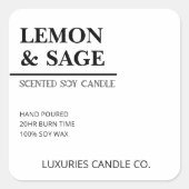 Chic Bold Modern Black en White Soy Candle Label (Voorkant)