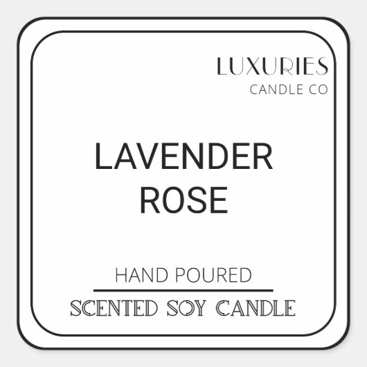 Chic Bold Modern Black en White Soy Candle Label (Voorkant)