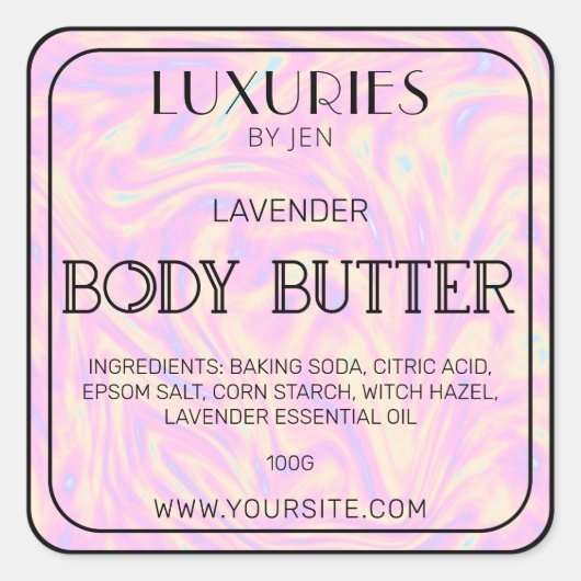 Chic Bold Modern Holographic Body Butter Spa Label (Voorkant)