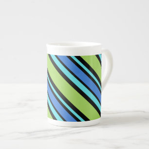 Chic Bone China Mok, Blue Moons Diagonal Stripes Porselein Kop