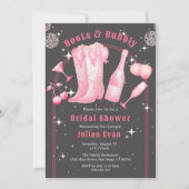 Chic Boots & Bubbly Cowgirl Roze Vrijgezellenfeest Kaart (Voorkant)