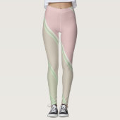 Chic Bord Groen onder Pink Banded Print Leggings (Voorkant)