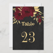 Chic bordeaux & or noir numéro de table (Dos)