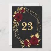 Chic bordeaux & or noir numéro de table géométriqu (Dos)