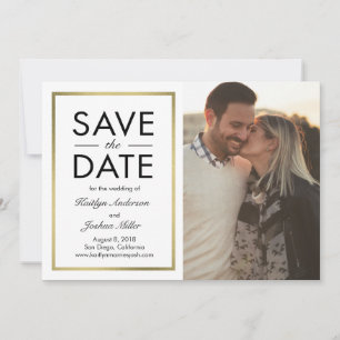 Chic Border BEWERKBARE KLEUR Save The Date Kaart