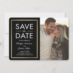 Chic Border Editable Color Save the Date Card Bedankkaart