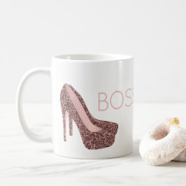 Chic Boss Lady | Roos Gold Pink Glitter Shoes Koffiemok