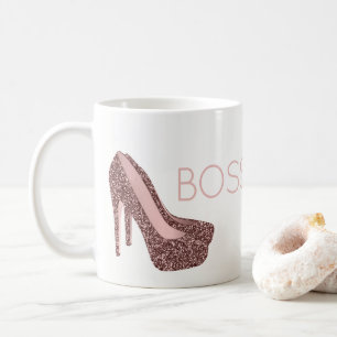 Chic Boss Lady Roos Gold Pink Glitter Shoes Koffiemok