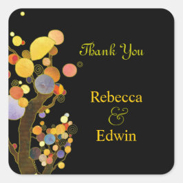 Chic Botanical Black Weddenschap Bedankt Vierkante Sticker