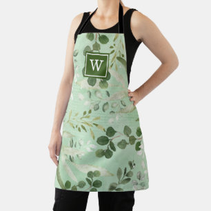 Chic Botanical Greenery Garden Leaves Monogram Schort