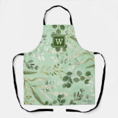 Chic Botanical Greenery Garden Leaves Monogram Schort (Voorkant)