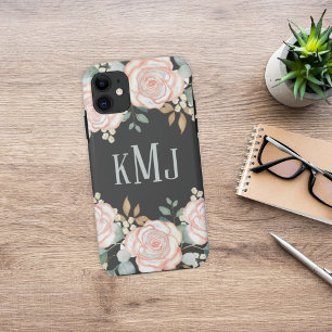 Chic Botanical Monogram Stylish Floral Greenery iPhone 11 Hoesje
