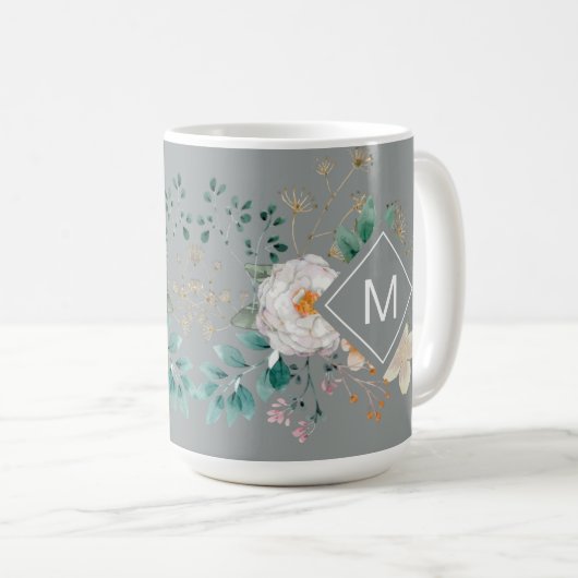 Chic Botanical Monogrammed Coffee Mok (Voorkant rechts)