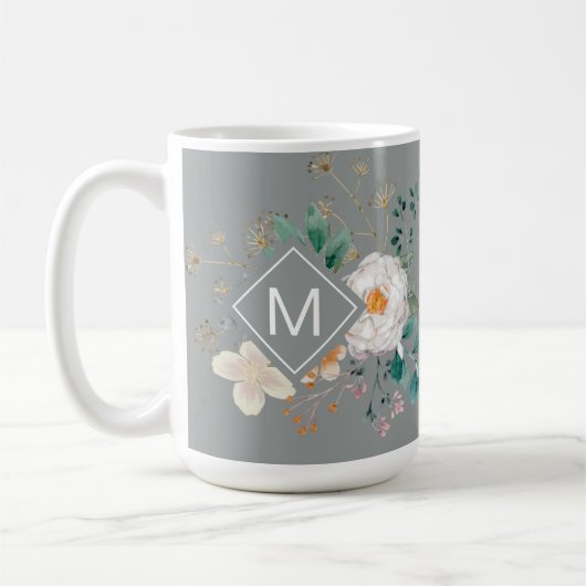 Chic Botanical Monogrammed Coffee Mok (Links)